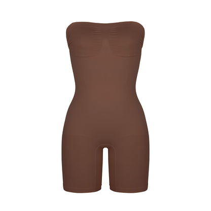 Abs-Controlling One-Piece Seamless Shaping Garment with Removable Shoulder Straps