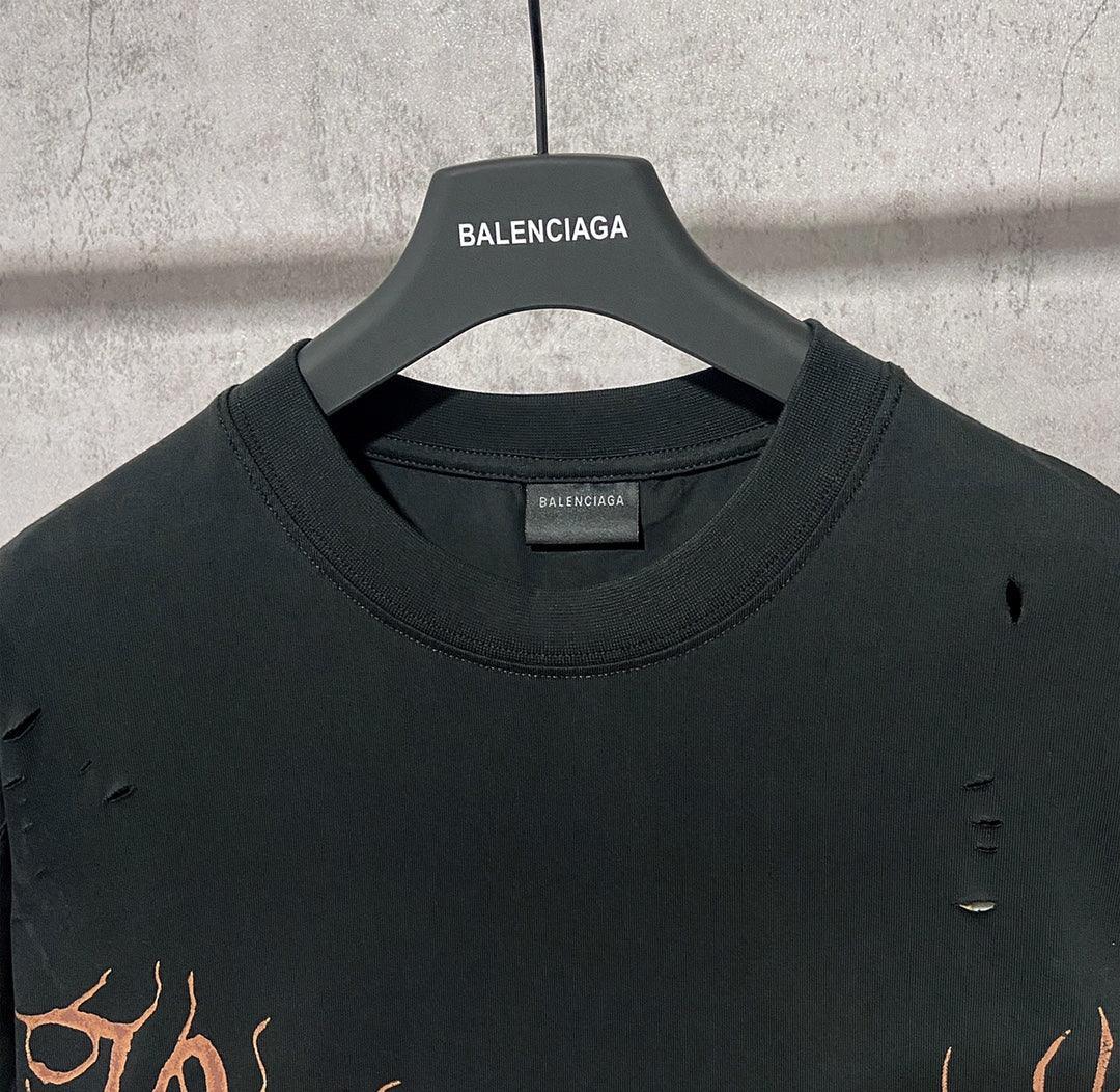 Balenciaga Faded Black T-Shirt Without Collar