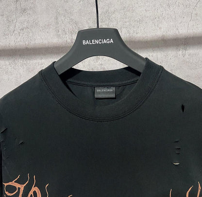 Balenciaga Faded Black T-Shirt Without Collar