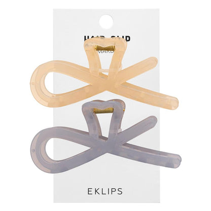 Eklips Frosted Figure Hair Clips Cream &amp; Brown 2-Pack