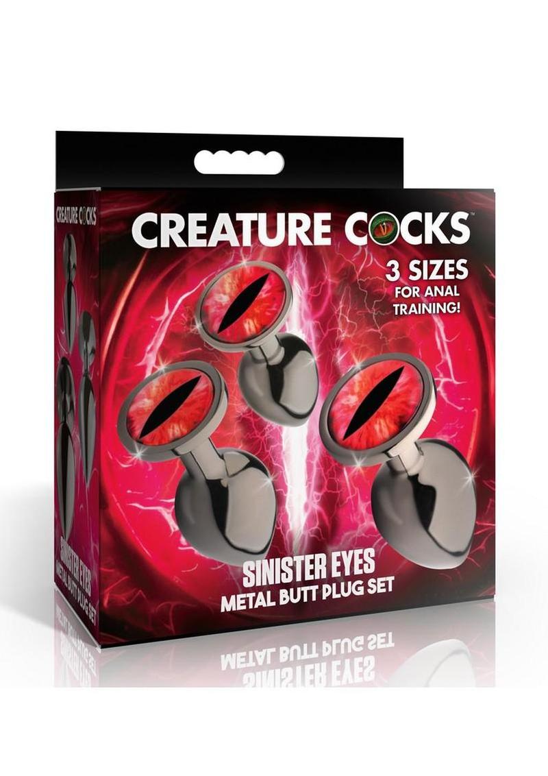 Creature Cocks Sinister Eyes Metal Butt Plug Set