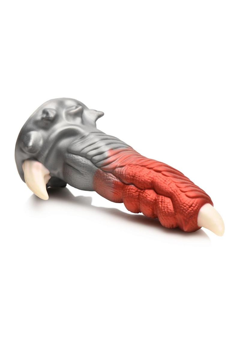 Talon White Silicone Dildo Silver Dragon Design