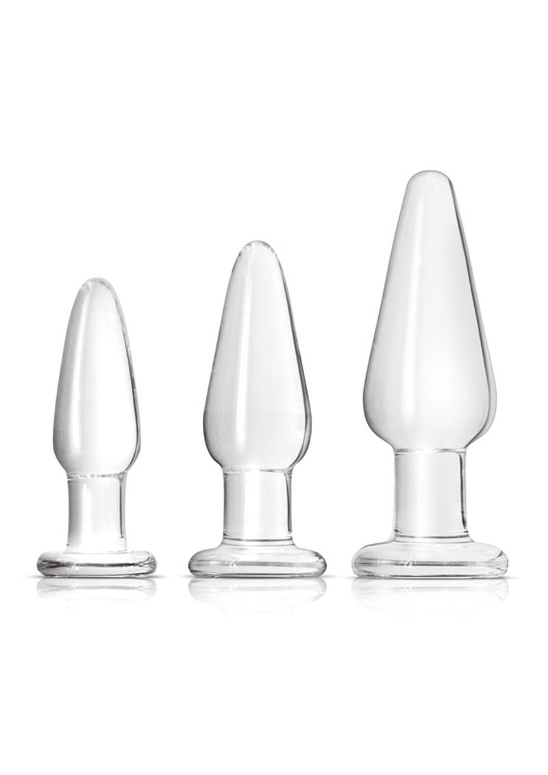 Crystal Premium Glass Trainer Kit Clear Butt Plug