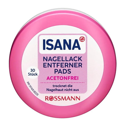 Isana Acetone-Free Nail Polish Remover Pads for Travel 30 Count