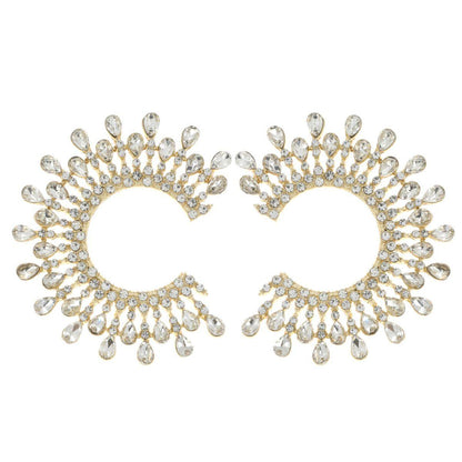Stud Medium Gold C Shape Stone Earrings for Women
