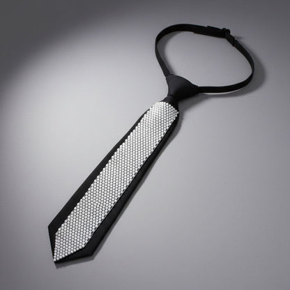 Choker Boss Lady Black White Bling Tie Necklace