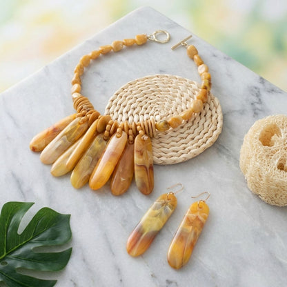 Bib Yellow Resin Drops Tropical Getaway Necklace