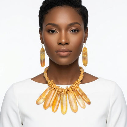 Bib Yellow Resin Drops Tropical Getaway Necklace