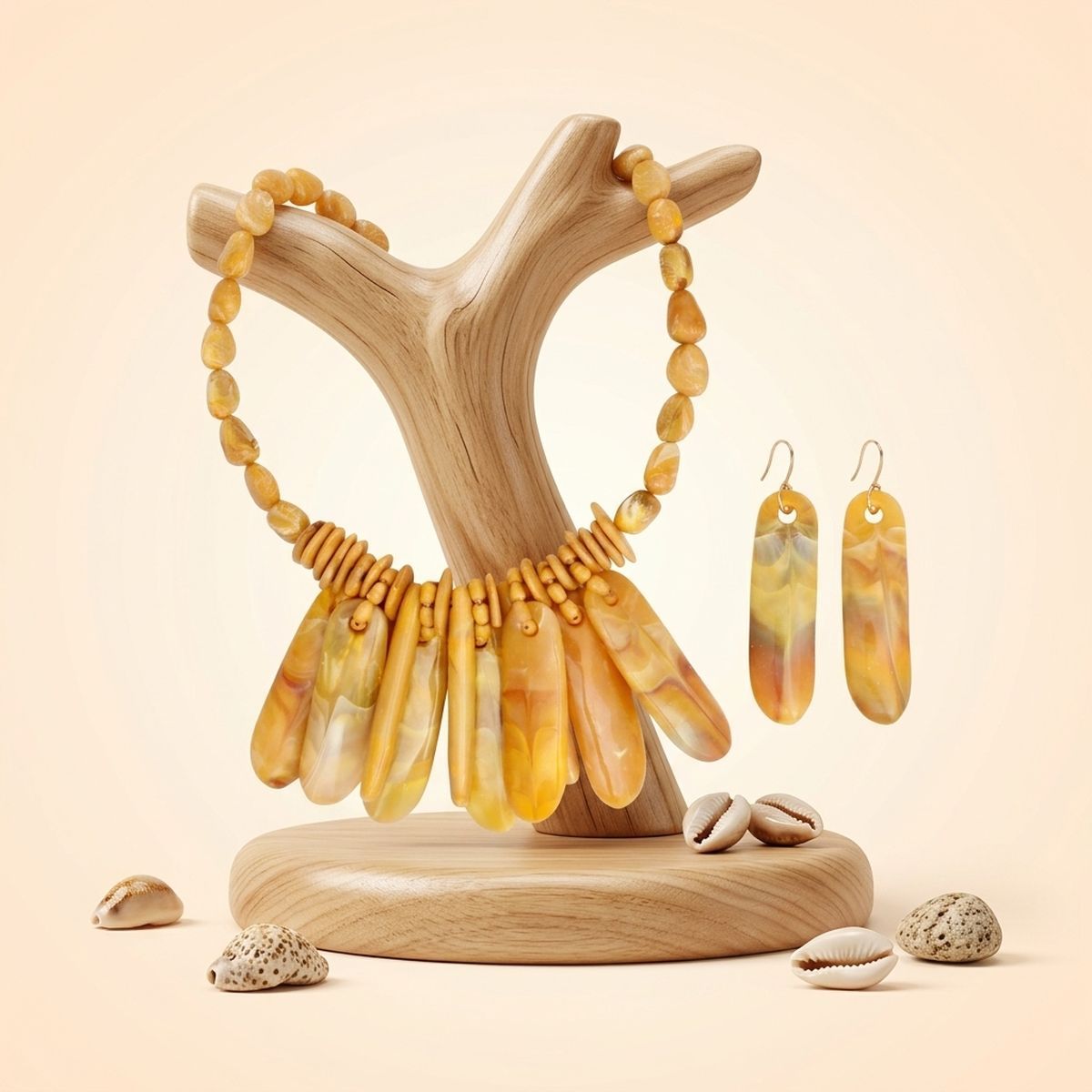 Bib Yellow Resin Drops Tropical Getaway Necklace