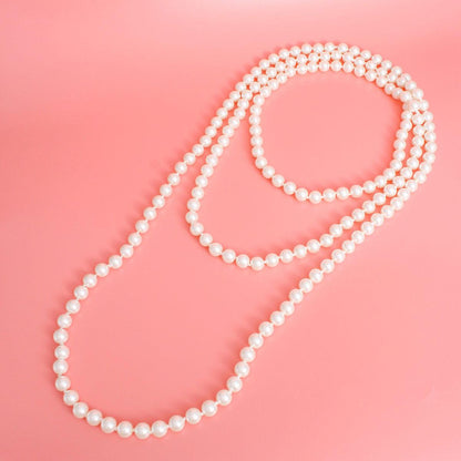 Endless 12mm Cream Glass Pearl Necklace for Women
