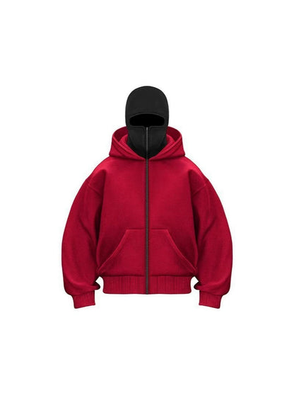 Double Layer Hooded Zipper Sweatshirt