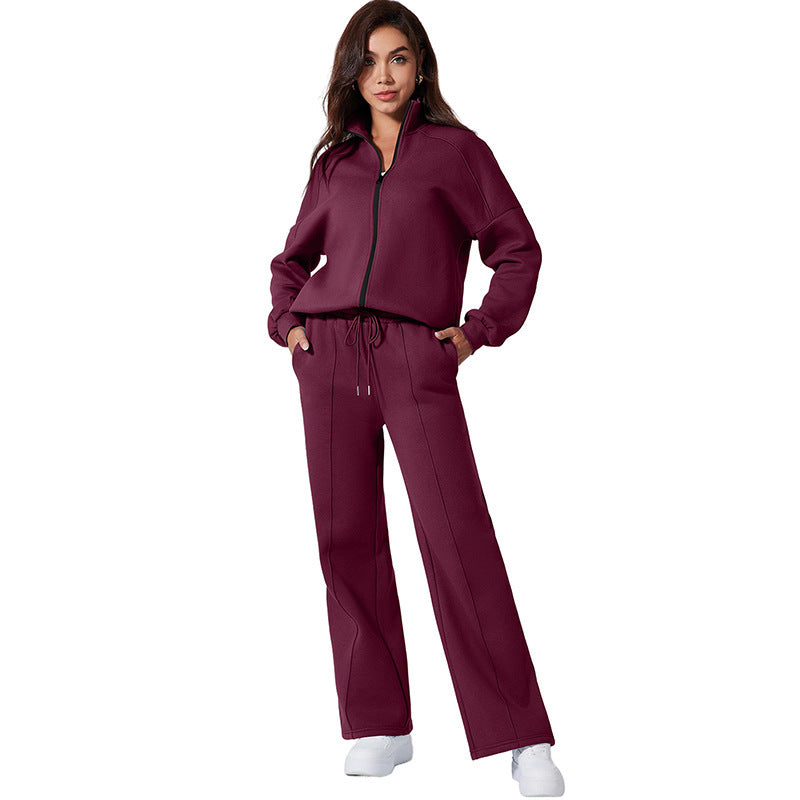 Womens Solid Color Casual Sports Suit