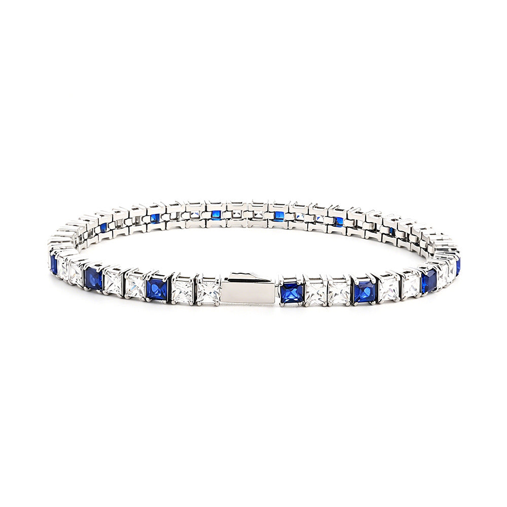 Stainless Steel Tennis Chain Bracelet Square Zircon Light Luxury Jewelry