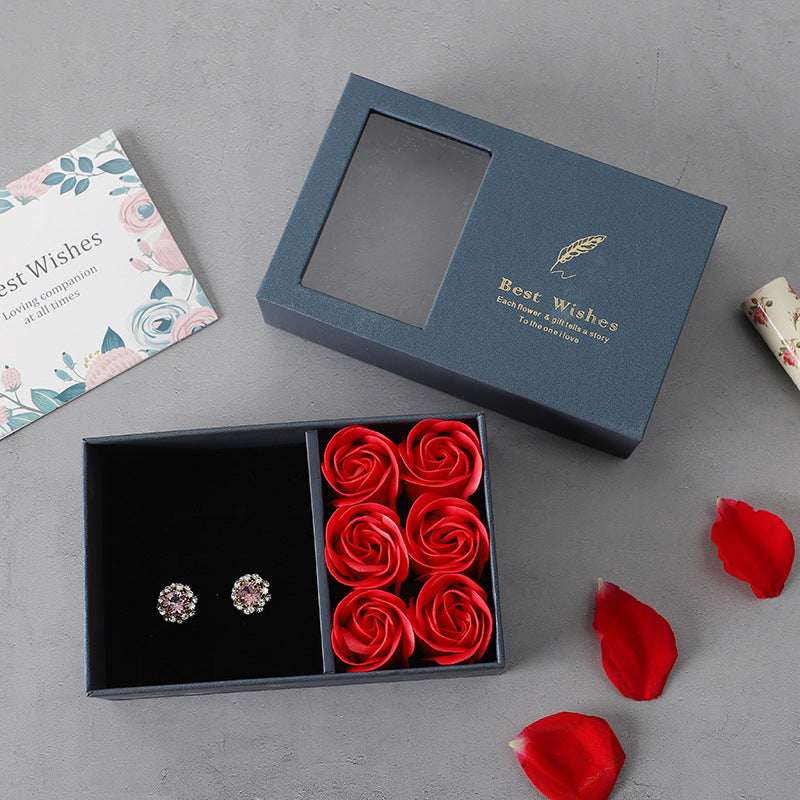 Rose Themed Jewelry Gift Box with Card
