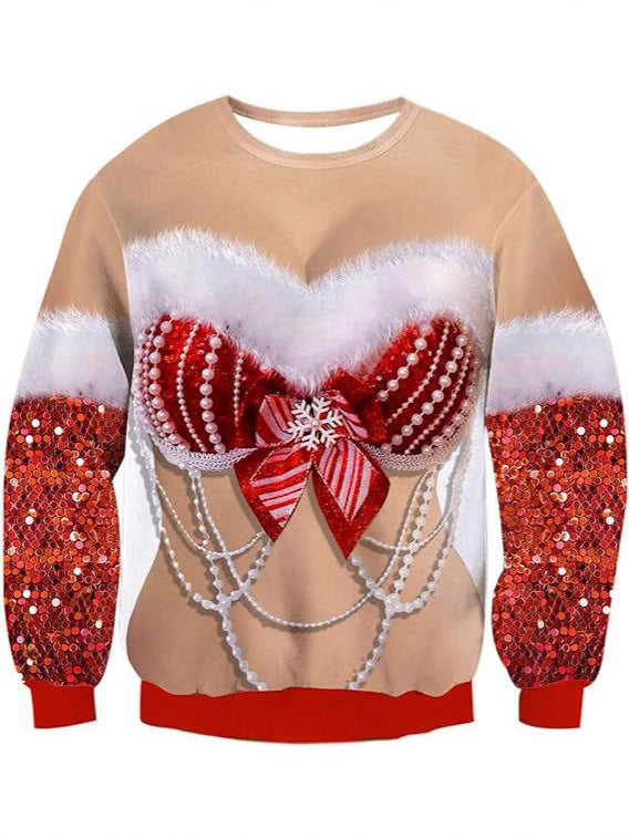 Animal Christmas Print Pullover Sweatshirt