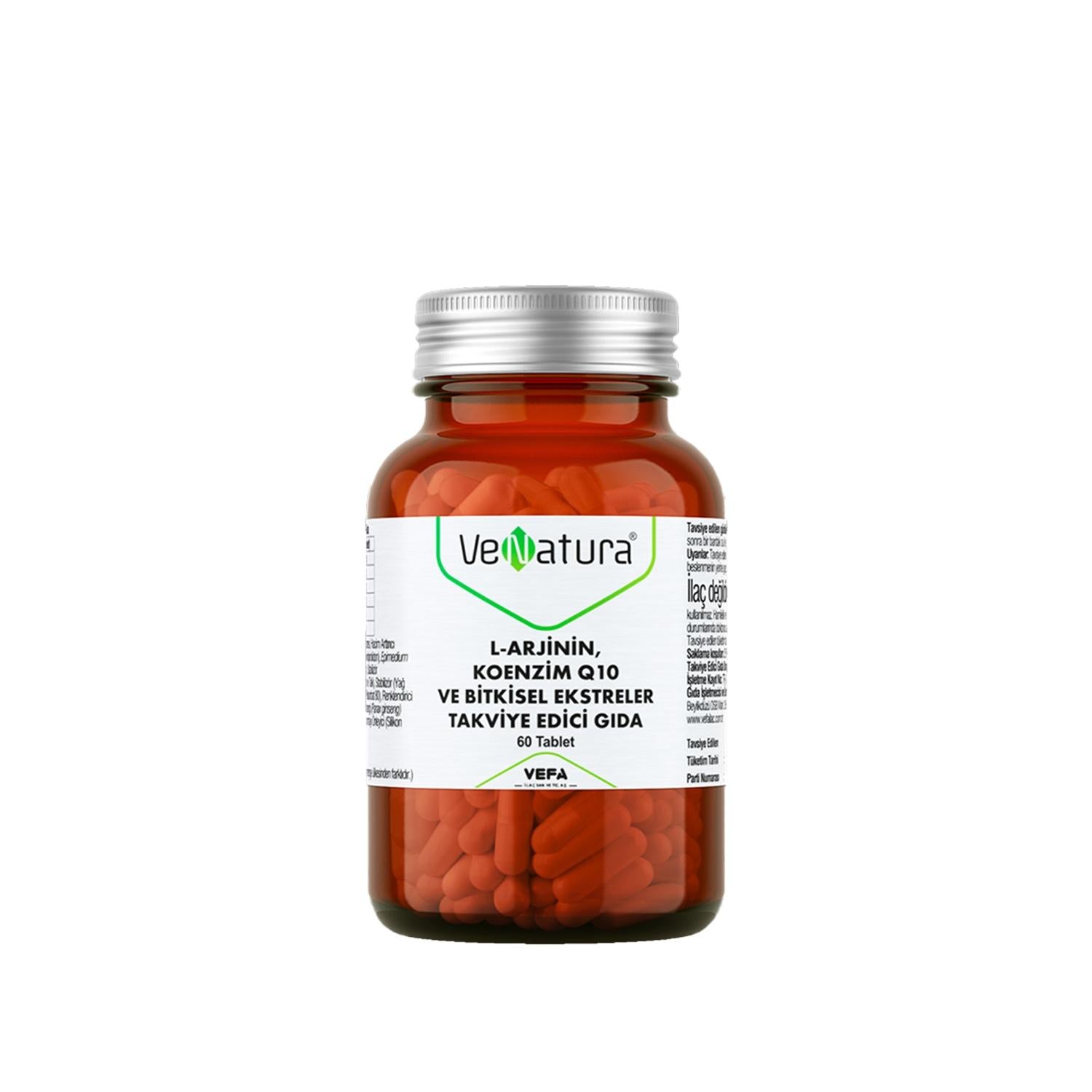 VeNatura L-Arginine Dietary Supplement with Coenzyme Q10 &amp; Herbal Extracts - 60 Tablets for Heart Health &amp; Energy Support