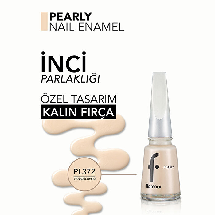 Flormar Pearly Intense Pigmented Nail Polish PL372 Tender Beige - Long-Lasting Shine | Premium Quality