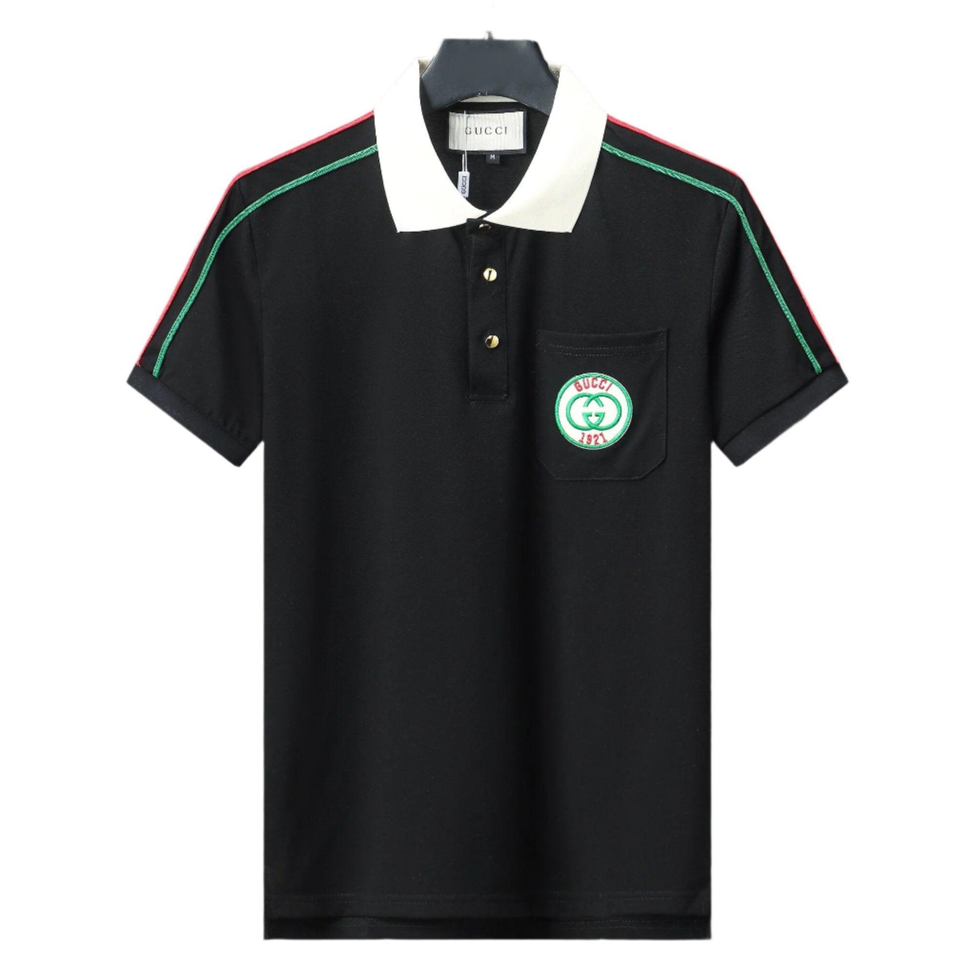 Gucci Black Collar T-Shirt – Luxury Cotton Comfort (Black)