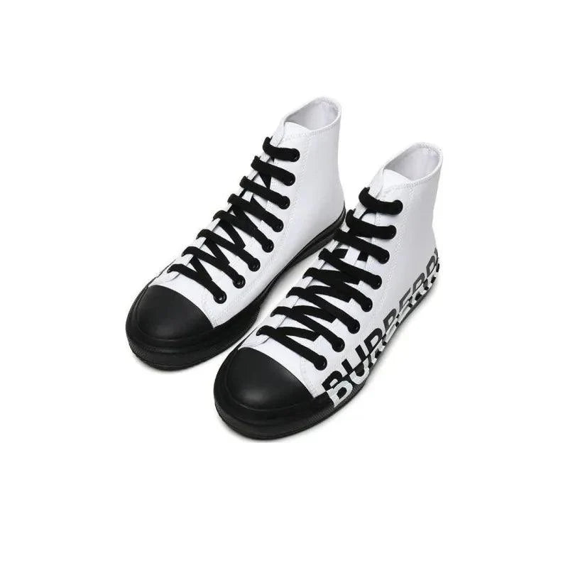 Burberry Slip-Resistant High-Top Canvas Shoes Black White
