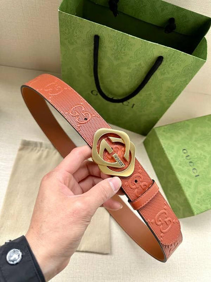 GUCCI Embellished coated-canvas and leather belt &
