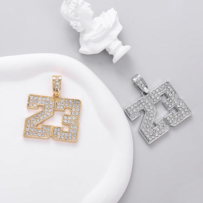 Digital 23 Pendant Necklace Hip Hop Alloy Jewelry