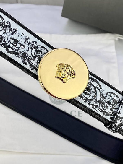 Versace MEDUSA BIGGIE ENAMEL LEATHER BELT