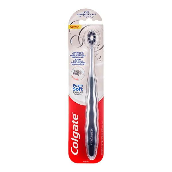 Colgate FoamSoft Charcoal Manual Toothbrush - Gentle Oral Care with Soft Bristles &amp; Dense Cleaning for Sensitive Teeth