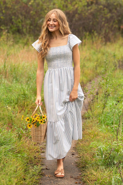Summer Flutter Sleeve Midi Dress: XL