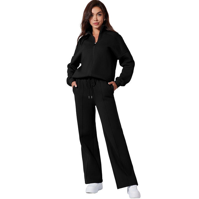 Womens Solid Color Casual Sports Suit