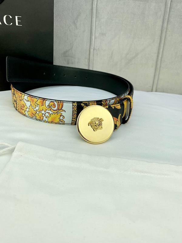Versace MEDUSA BIGGIE ENAMEL LEATHER BELT