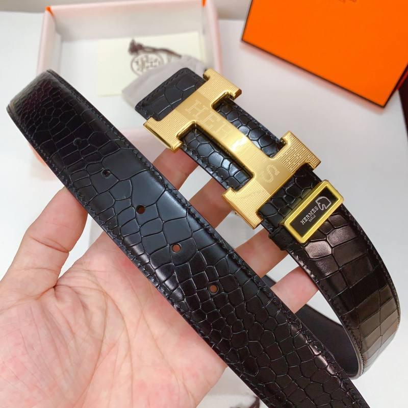 Hermes Men Gold Buckle Belt &