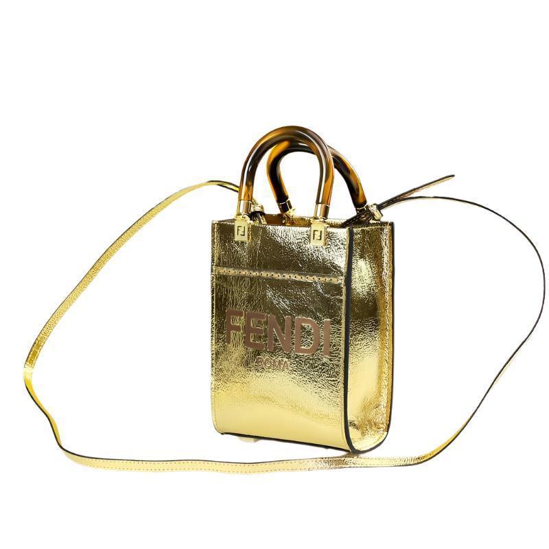 Fendi  Vitello King Plexiglass Logo Embossed Mini Fendi Sunshine Shopper Tote