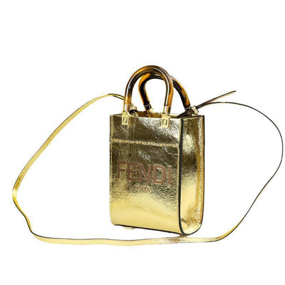 Fendi  Vitello King Plexiglass Logo Embossed Mini Fendi Sunshine Shopper Tote