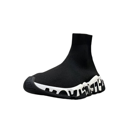 Balenciaga Speed Graffiti Trainers White Black Logo