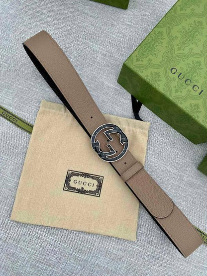 GUCCI Embellished coated-canvas and leather belt &