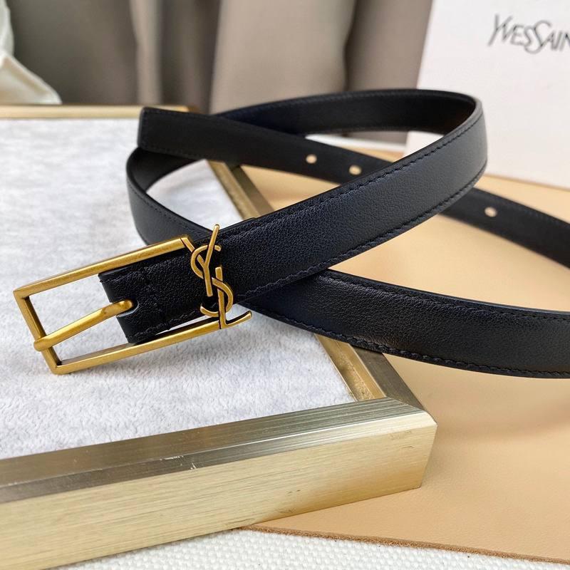 Saint Laurent Classic Monogram Square Buckle Belt Embossed Leather