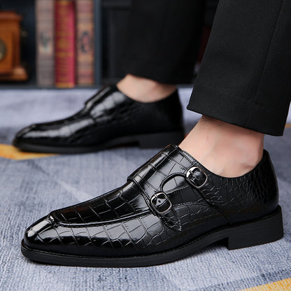 Mens Business Leather Shoes with Metal Buckle