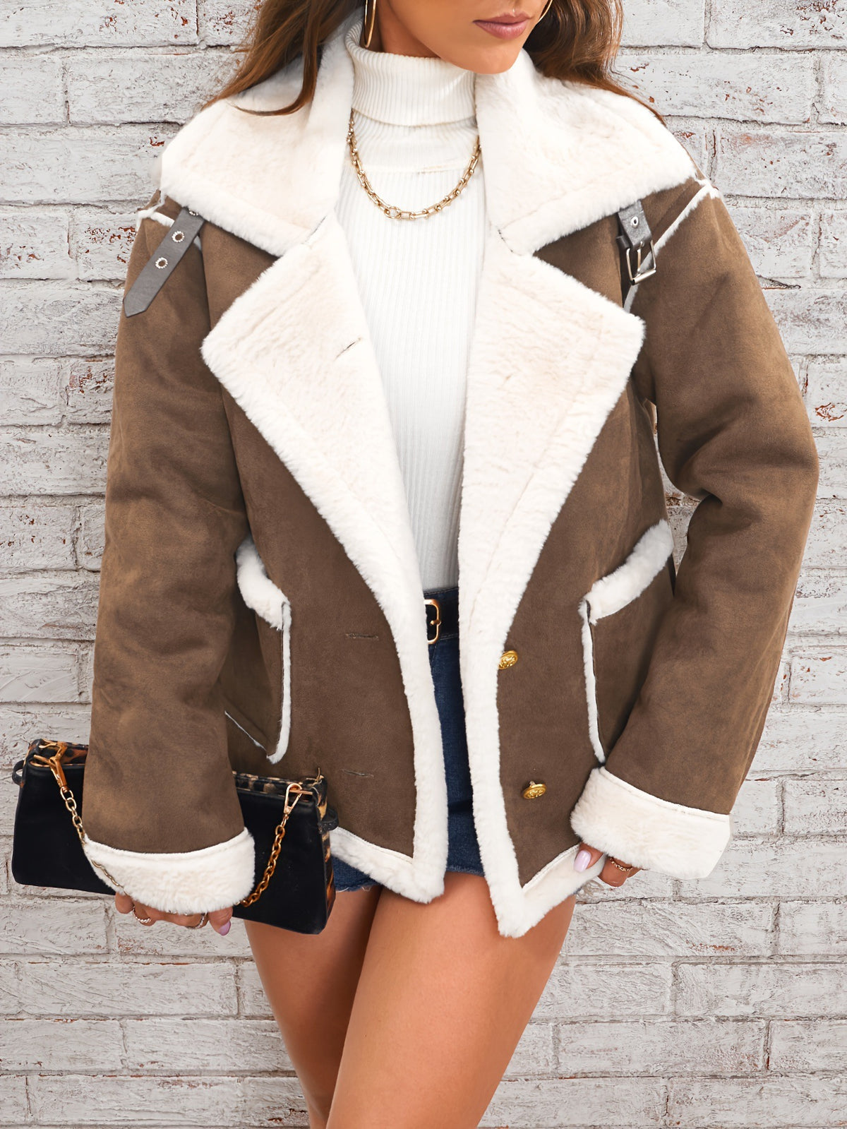 Autumn Winter Fashion Lapel Plush Jacket Fur Coat