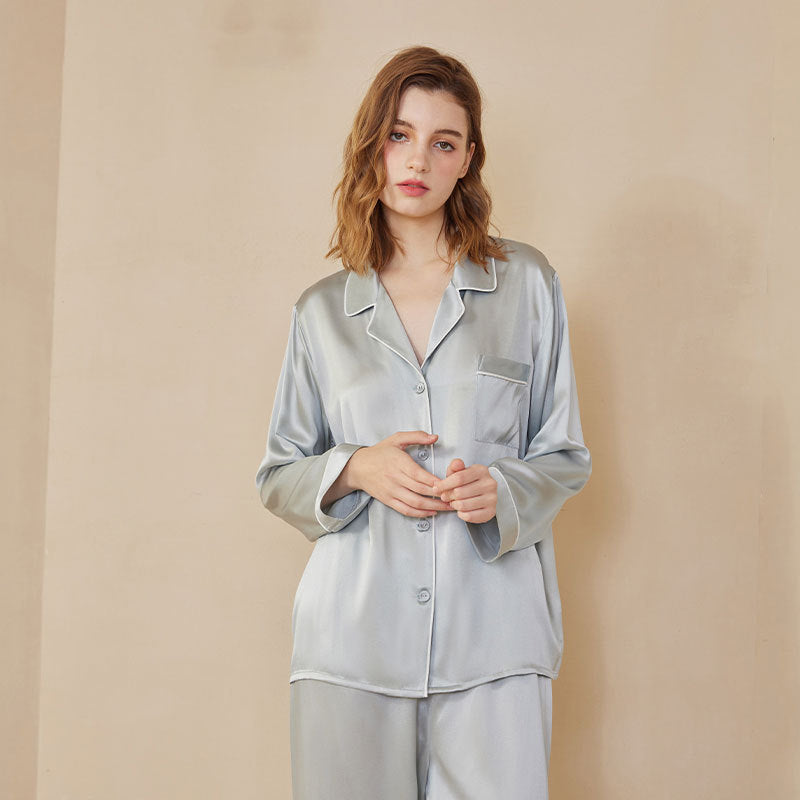 Butterfly Embroidery Silk Pajama Set