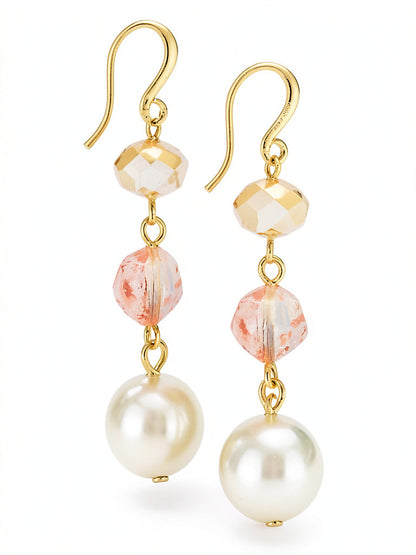 Charter Club Gold Stone Imitation Pearl Linear Drop Earrings