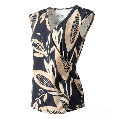 Alfani Wrap-Style Botanical-Print Top, Size Medium