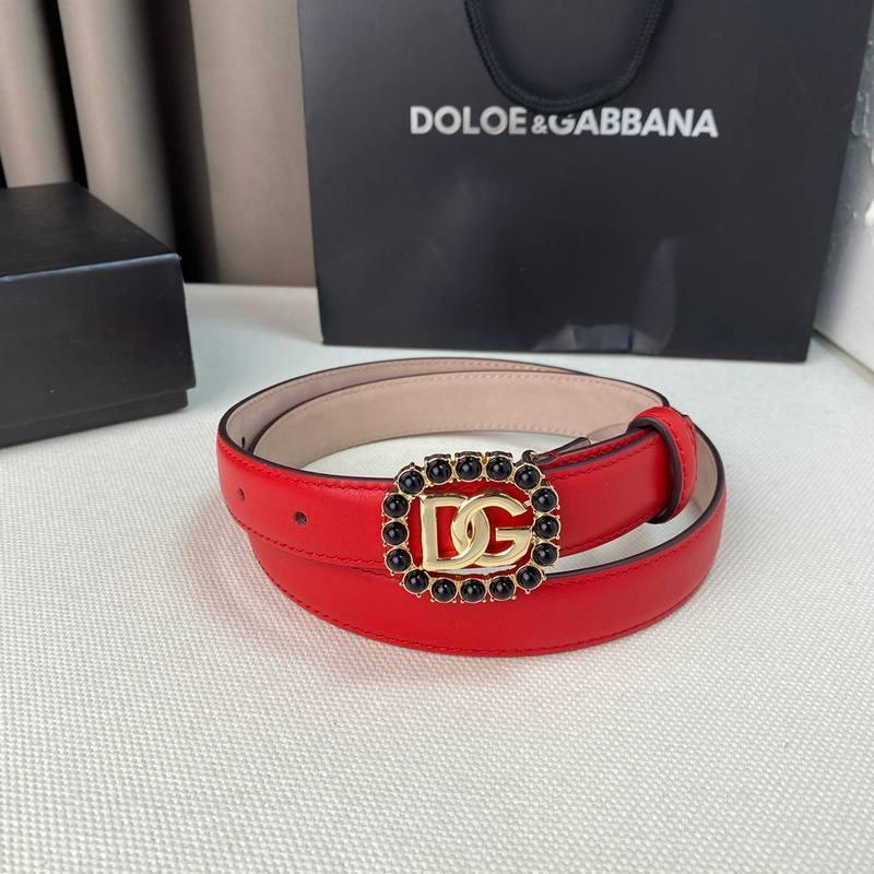 Dolce Gabbana Women Calfskin belt with bejeweled DG logo &
