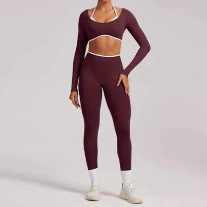 Seamless White Hemmed Yoga Suit for Women