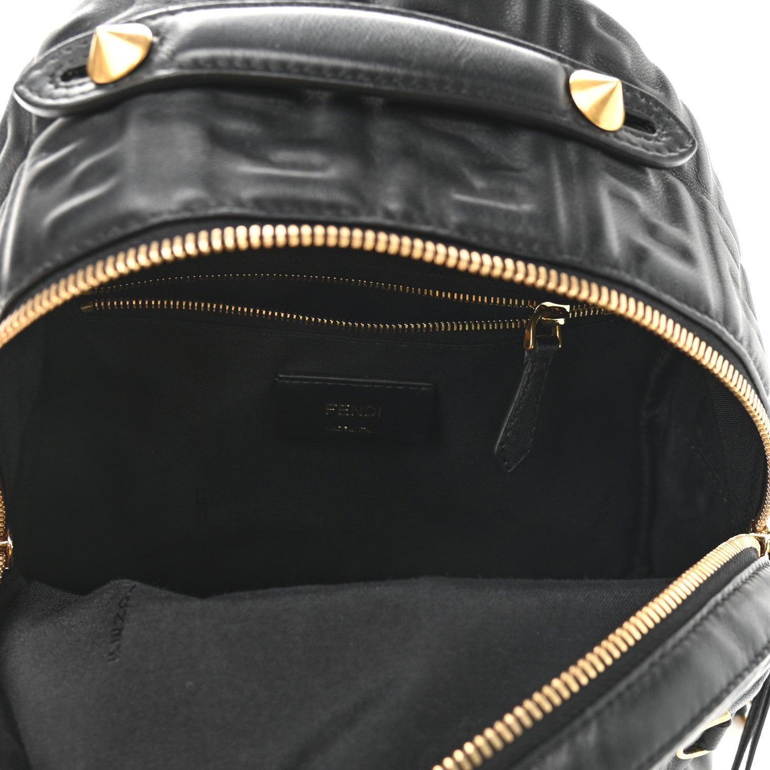 Fendi  Nappa FF 1974 Embossed Mini Backpack Black