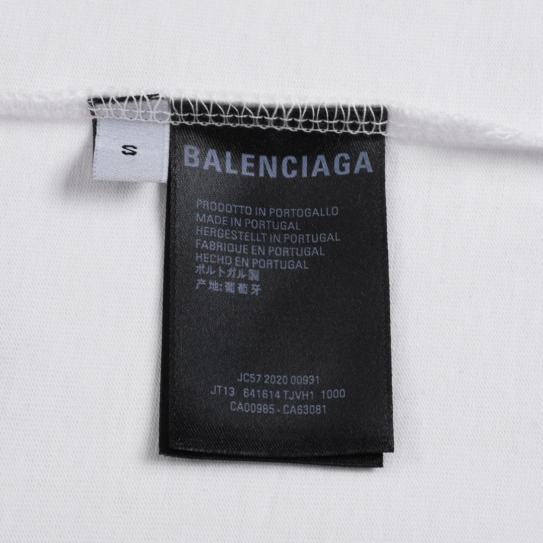 Balenciaga White &amp; Green T-Shirt Without Collar