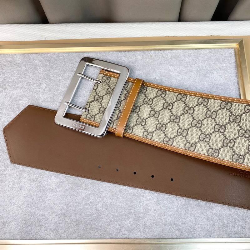 GUCCI Embellished coated-canvas and leather Women belt &