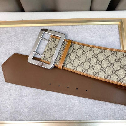 GUCCI Embellished coated-canvas and leather Women belt &