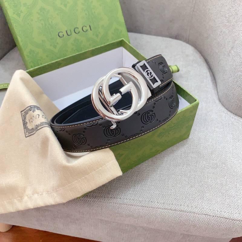 GUCCI Embellished coated-canvas and leather belt &