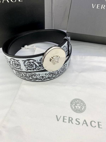Versace MEDUSA BIGGIE ENAMEL LEATHER BELT