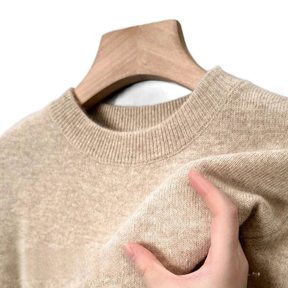 Slim-Fitting Warm Solid Color Round Neck Knitwears